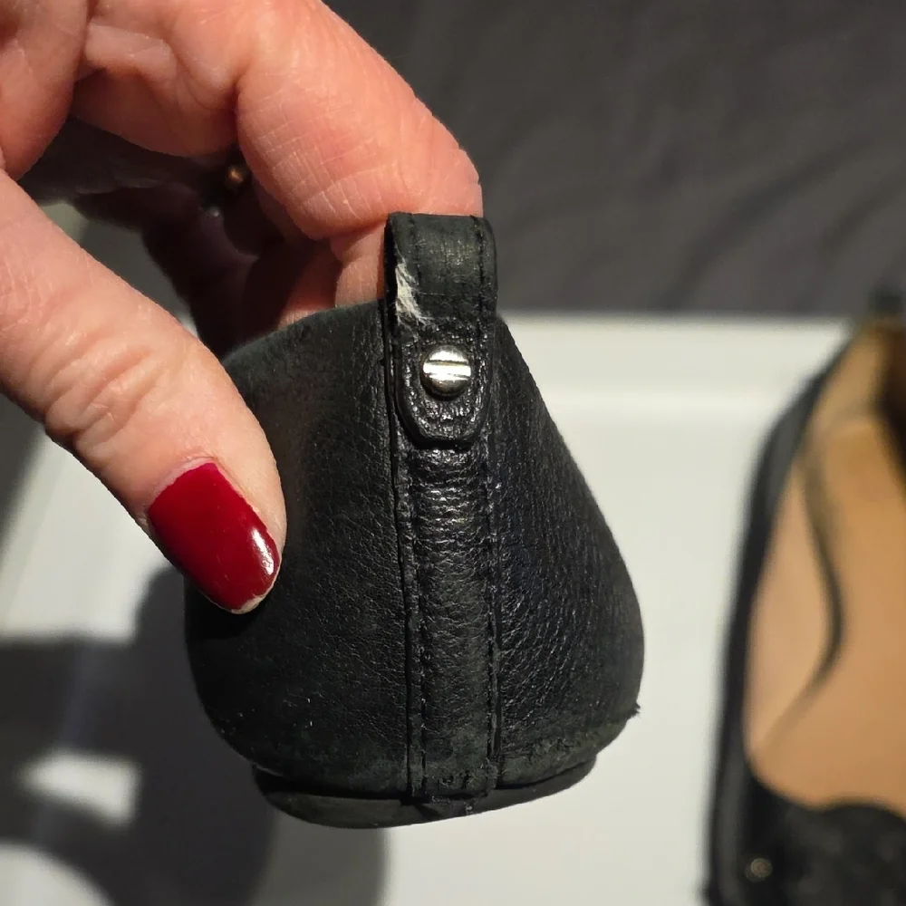 Tory Burch Black Leather Flats with Logo Accent - Picture 6 of 16